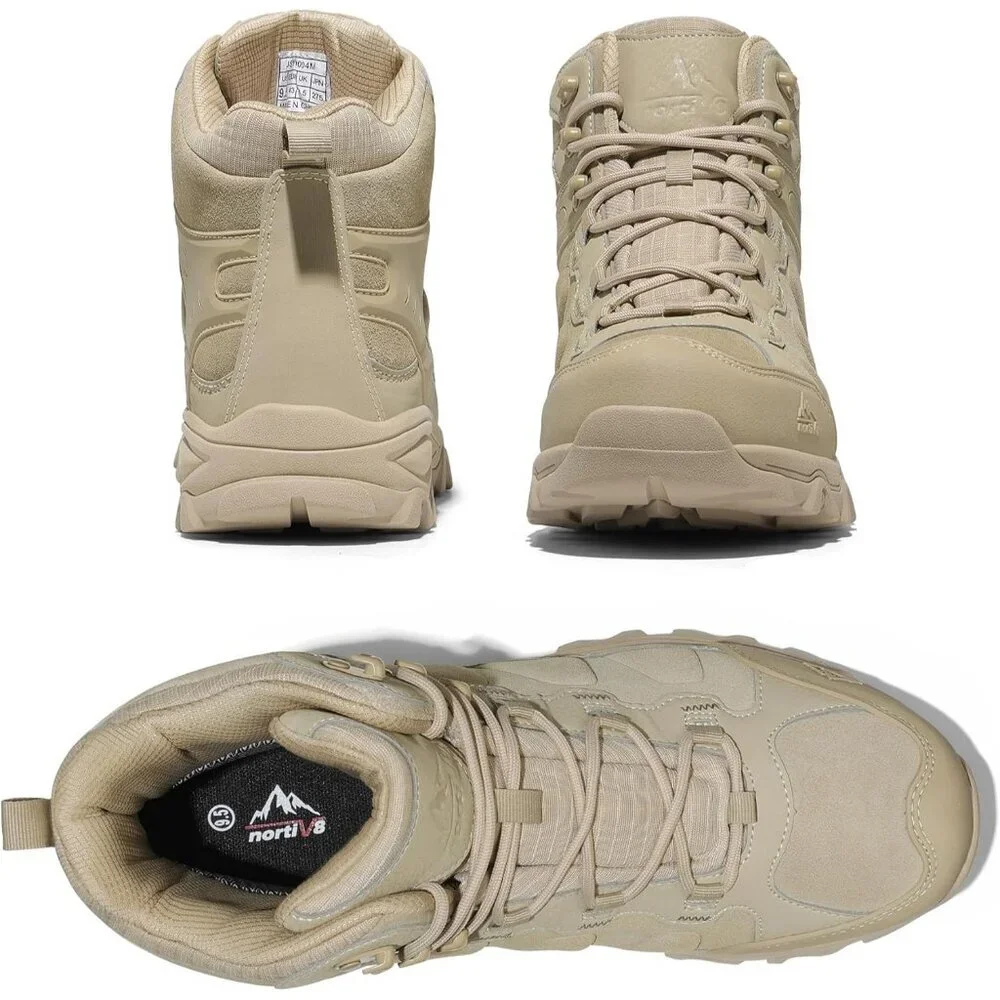 NORTIV 8 Men's Waterproof Hiking Boots Mid Trekking Mountaineering Shoes Sand